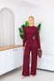 Women's Plum Buckle Drawstring Blouse and Pants 2-Piece Set - 4