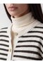 Lcw Everyday Brown Crew Neck Striped Women's Knitwear Cardigan - 3