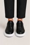 Men's High Thick Sole Lace-Up Sneaker Shoes Black - White - 5
