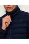 Men's Regular Fit Stand Collar Zippered Quilted Patterned Long Sleeve Navy Blue Jacket - 3