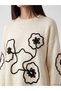 Lcw Everyday White Crew Neck Floral Women's Knitwear Sweater - 3