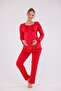 Cherry Special Lace Detailed Design Cotton Long Sleeve Maternity Pajama Set - 2