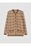 Lcw Grace Brown Crew Neck Plaid Patterned Women's Knitwear Cardigan - 5