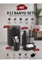 5-Piece Anthracite Gray Bathroom Set – 7 Liter Swivel Lid Trash Can, Silicone Wc Brush, Liquid S
