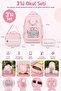 School Bag Set of 3 Pink Backpack Lunch Bag Pen Holder Orthopedic Water Repellent Student Set - 2