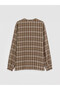 Lcw Grace Brown Plaid Women's Shirt with Stand Collar - 6