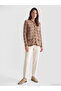 Lcw Grace Brown Crew Neck Plaid Patterned Women's Knitwear Cardigan - 2