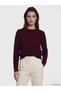 Alita City Lcw Modest Burgundy Hair Braid Patterned Women's Knitwear Sweater with a Difference
