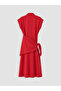 Two Mt Shop Quality Lcw Vision Red Voile Plain Standard & Regular Shirt Collar Midi Shirt Dress - 8