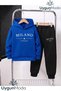 Milano Italy Printed Hooded Thick Cotton Inside Tracksuit with Pockets Children's Top and Bottom Tracksuit Set