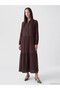 Gencc Quality with Lcw Everyday Brown Plain Loose & Baggy Shirt Collar Long Dress