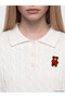Xside White Polo Collar Embroidered Women's Knitwear Sweater - 3