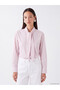 Lcw Studio Pink Striped Scarf Collar Women's Shirt