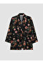 Lcw Grace Black Shawl Collar Floral Women's Robe - 5