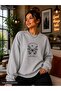 Women's Be Kind Written Butterfly and Flower Graphic Printed Round Crew Neck Casual Cotton Basic Sweathirt