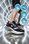 Black-Silver Mesh Lightweight Memory Comfortable Sole Men's Running, Walking and Sports Shoes Space m