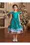 D'Daniela - Christmas Party Dress long with Short Sleeves - Red & Green - 4Y to 13Y - 2