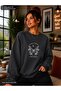 Women's Be Kind Written Butterfly and Flower Graphic Printed Round Crew Neck Casual Cotton Basic Sweathirt