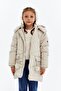 Hooded Winter Pompom Detailed Girl's Coat