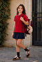Polo Collar Short Sleeve Unisex Children's School T-Shirt - Red