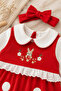 Rabbit Embroidered Bandana Cotton Baby Girl Romper Bodysuit - 2