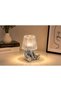 Led Lampshade with Silver Sitting Man Figure – Decorative Table and Bedside Lamp with Transparent Crystal-Looking Head