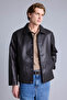 Regular Fit Snap Fastener Brown Men's Leather Coat H2233Ax/Bn338 - 3