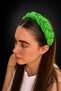 Bym494-1 Women's Vibrant Green Pleated Knitted Fabric Wide Hair Crown for Daily Use - 3