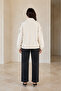 Women's Ecru Textured Snap Fastener Oversized Bomber Jacket - 5