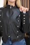 Button Detailed Napoleon Leather Jacket - 2