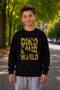 Gray-Black-Red-Navy Blue Four-Way Crew Neck Children's Sweatshirt with Fleece Inside and Skateboard and Dinosaur Prints - 4