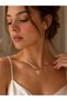Luxury Eye Women's Eye Necklace Gold Color Asymmetrical Pearl Detailed Necklace