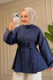 6301 - Stylish Comfortable Threaded Waist Tie Long Shirt - 3