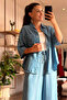 Light Blue Slim Denim Tencel Suit - 2