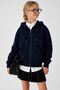 Basic Hooded Zippered Unisex Children's School Cardigan - Navy Blue