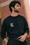 Men's Oversize Sweatshirt Trust Your Vision Printed Black – Crew Neck, 3 Thread Raster Fleece - 4