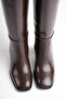 Women's Bitter Brown Thick Heeled Boots - 8