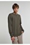 Regular Fit Round Neck Jacquard Men's Green Sweater
