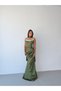 Khaki Strapless Collar Stone Embellished Underwire Long Evening Dress with Scarf - 3