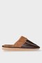 Leather Look Fur Men's House Slippers Brown
