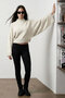 Dorg Soft Textured Wide Bat Sleeve High Neck Knitwear Women's Sweater & Blouse - Ecru