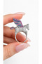 Zircon Stone Pegasus Ring – Adjustable Silver Statement Design with Pink & Navy Blue Stone Detail - 3
