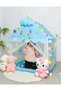 Cute Blue Princess Castle Play Tent for Kids, Large Indoor Playhouse with Decorative Canopy, Soft Curtains, Fairy Lights and Colorful Hanging Balls, Perfect Cozy Hideaway for Girls, Toddlers, Reading - 6