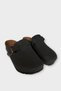 Men's Buckle Detailed Cork Anatomical Sole Slippers Black - Taba - 6