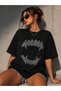 Unisex Teeth Vampir Stoneless Printed Oversize T-Shirt Unisex 80% Cotton Boxy Fit Streetwear T-Shirt Thick Textured