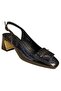 N2552 Genuine Patent Leather Classic Heeled Shoes with Blunt Toe - 6