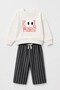 Boy's Ecru Printed Sweatshirt and Anthracite Sweatpants Set - 3