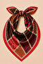 Women's Ethnic Geometric Patterned 70X70 cm Red Edged, Satin Scarf, Square Neck Scarf Hair Bag Accessory