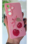 Samsung Galaxy S26 Compatible Velvet Launch Cherry Printed Pink Phone Case - 4