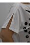 Plus Size Floral Applique Pearl Stone Detailed Patterned Women's Blouse with Mesh Skirt Hem - 5